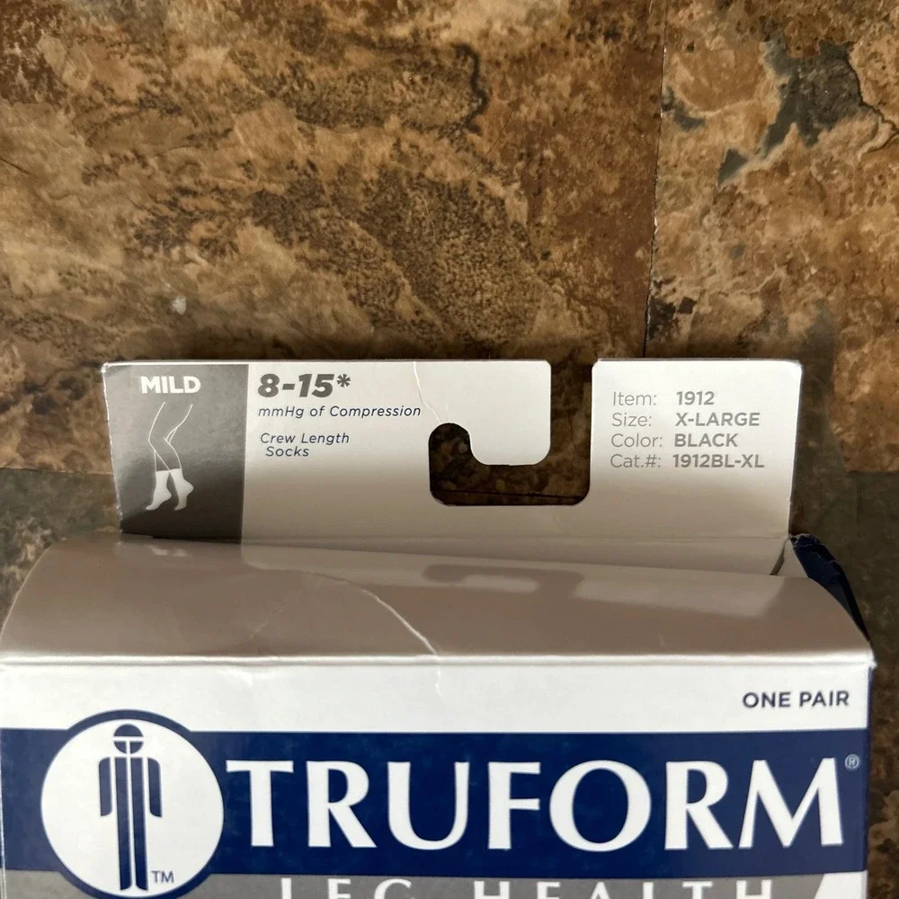 Truform Leg Health Trusoft Diabetic Crew Socks Mild Mens Womens Size XL Black